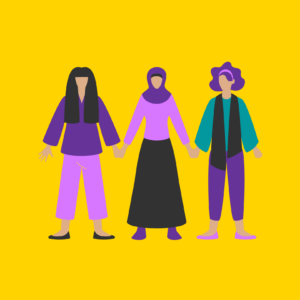 graphic with three women/girls