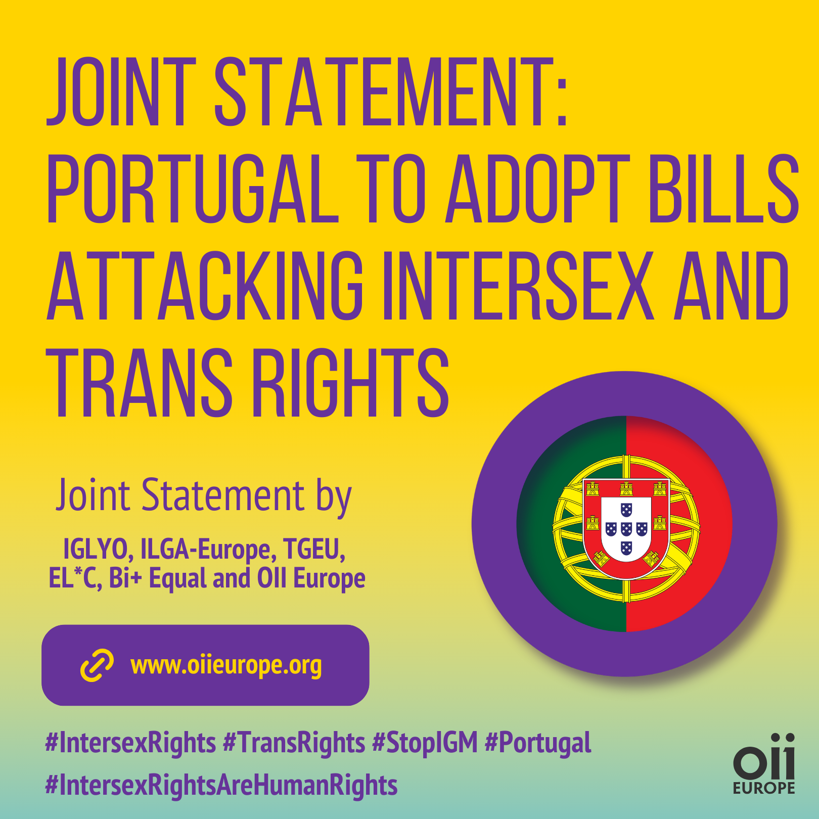 Joint Statement: European LGBTI Organisations call on the Portuguese Parliament to reject bills attacking trans and intersex rights